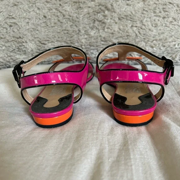 Salvatore Ferragamo Pantent Color Block Sandals - Picture 3 of 9